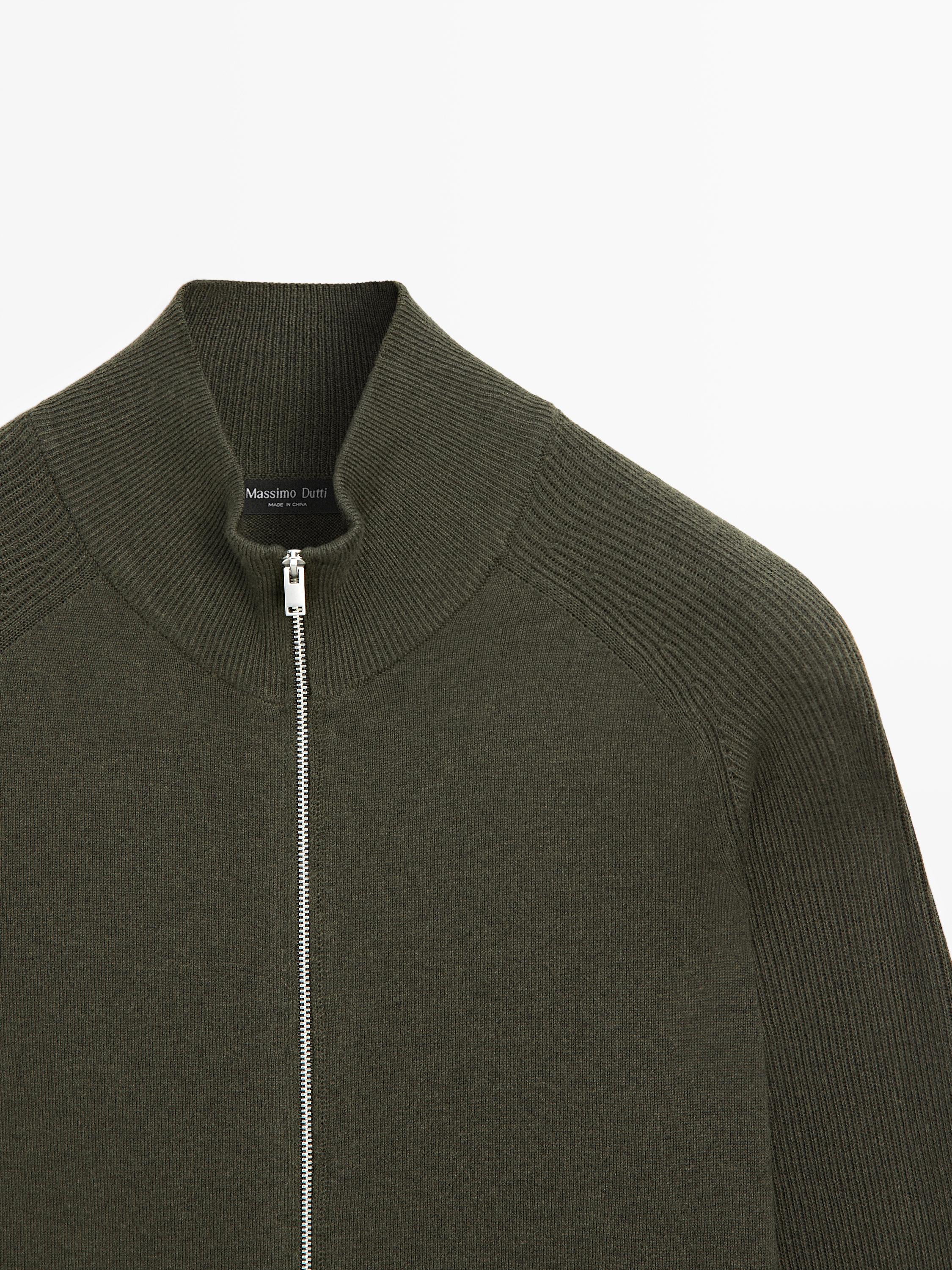 Knit cotton blend cardigan with raglan sleeves